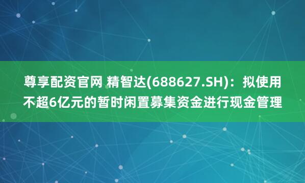 尊享配资官网 精智达(688627.SH)：拟使用不超6亿元的暂时闲置募集资金进行现金管理